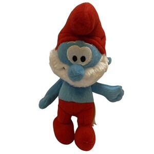 Smurfs Plush Toy‎ Papa Smurf Red Hat Blue Skin Soft Stuffed